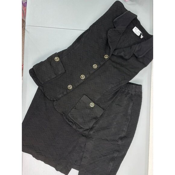 St. John Collection‎ women's 14 black 2pc blazer skirt business casual knit set - Picture 2 of 13